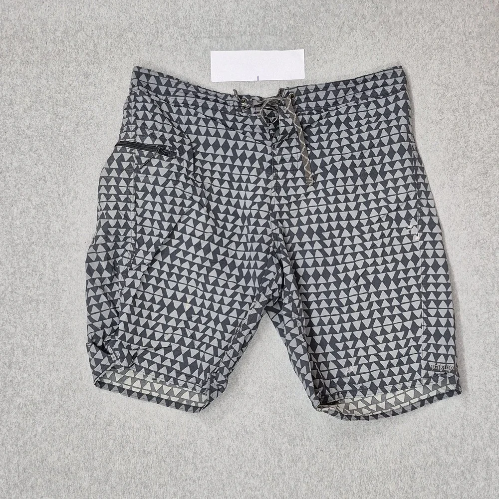 Patagonia Men Swimwear 34 Gray Geometric Board Shorts 10